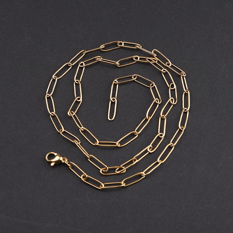 

Paperclip Chain Necklace Stainless Steel Rectangle Elongated Link Necklace For Women Gold Color Choker Collar Jewelry Gift