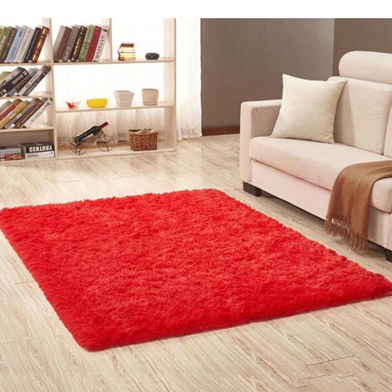 

Shaggy Carpet for Living Room Home Warm Plush Floor Rugs Fluffy Mats Kids Room Faux Fur Area Rug Living Mats Silky Rugs, Red