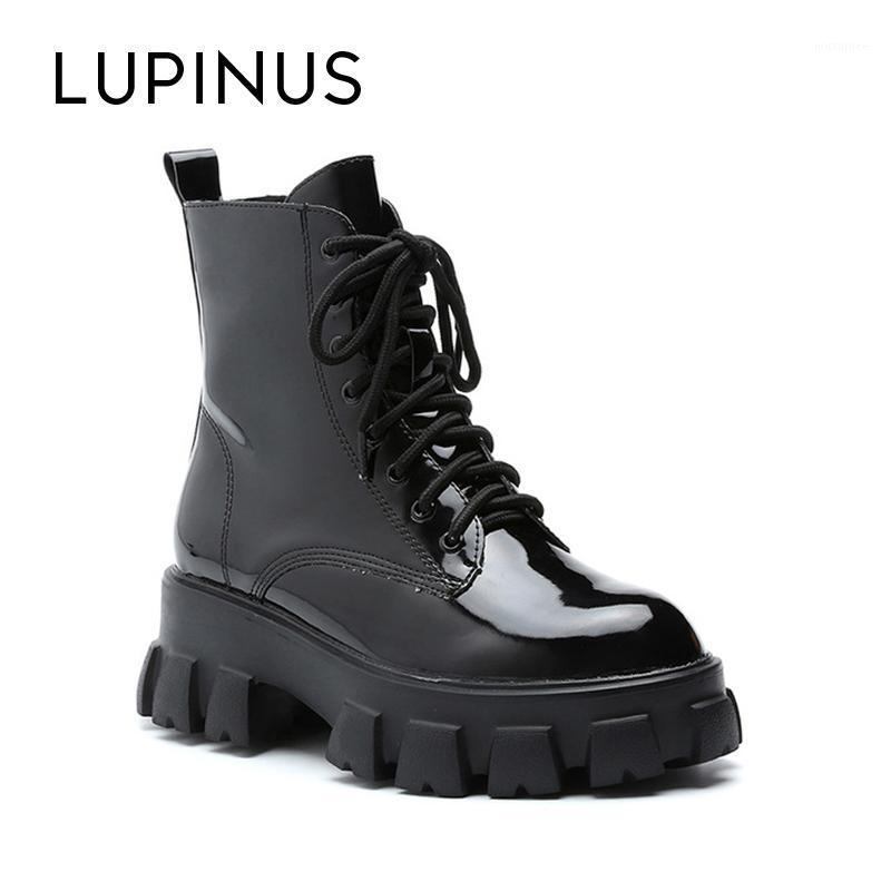 

Lupinus Autumn/Winter High Quality Patent Leather Platform Ankle Boots For Women New Design Women Motorcycle Boots1, Black