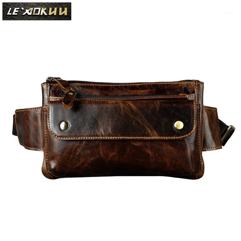 

Quality Leather men Casual Fashion Travel Waist Belt Bag Chest Sling Bag Coffee Design Bum Phone Cigarette Case Pouch Male 8136c1, Black