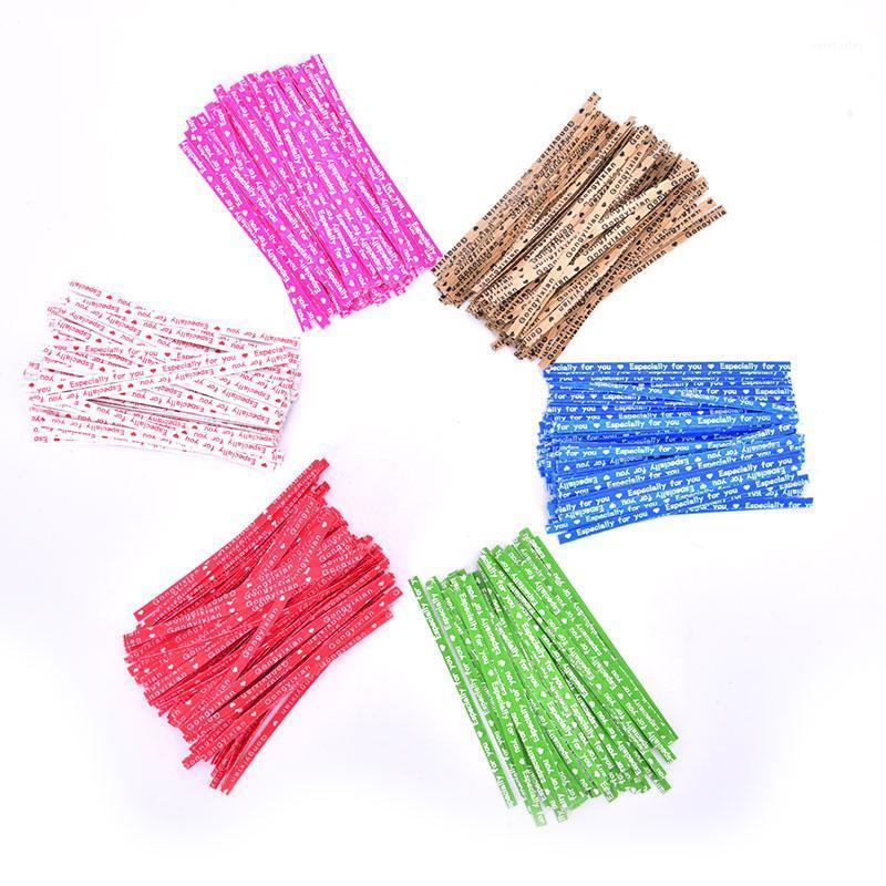 

100 Pcs/pack Gift Packing Tie Wrapping Especially Twist Ties Party Wedding Bakery Cookie Candy Bag Letters Pattern Ties1