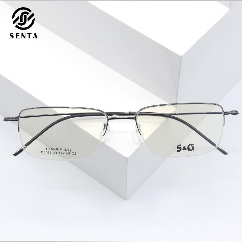 

Square rectangle pure titanium half eyeglasses frames man customizable diopter optical myopia prescription glasses1