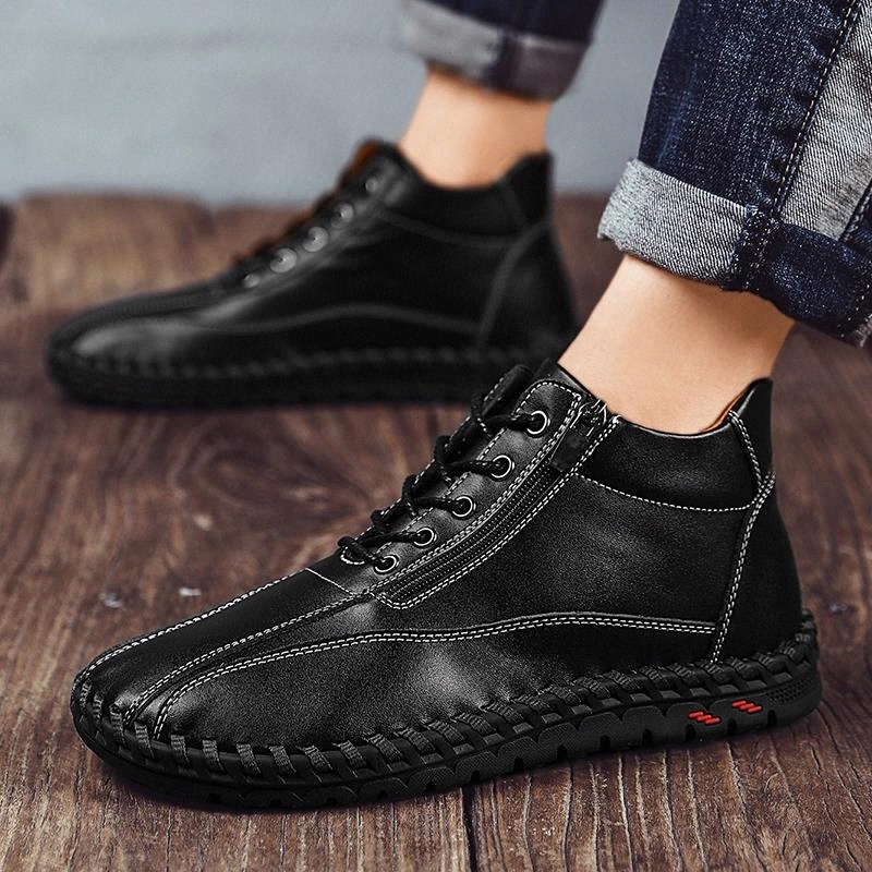 

Winter Men's Boots Warm Plush Snow Boots fashion Italy Handmade Men Ankle Outdoor Men's Motorcycle big size 48 #LG34