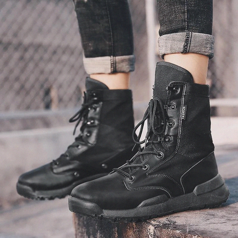 

Autumn Winter Men Shoes High-top Ankle Boots Men Waterproof Safety Shoe Fashion Men Military Army Boot Zapatos De Hombre #sa90