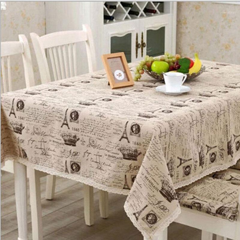 

europe linen cotton table cloth small crown letter printed lace edge tablecloth wedding party supply toalha de mesa retangular1, As picture