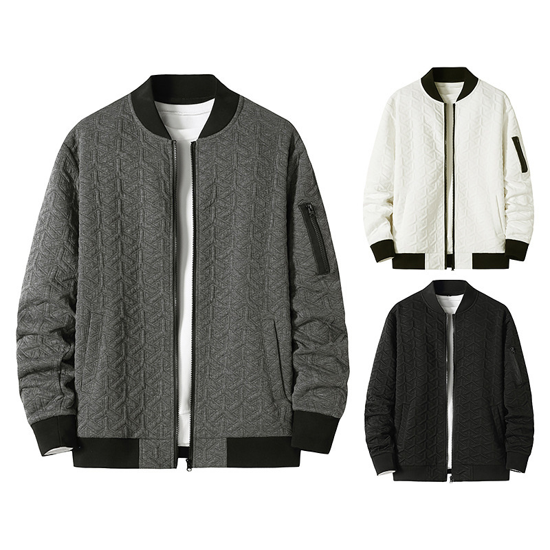 

2021 Autumn New Fashion Trendy Casual Men's Quilted Cotton Jacket Male Outerwear Brand Clothing G5ye, White