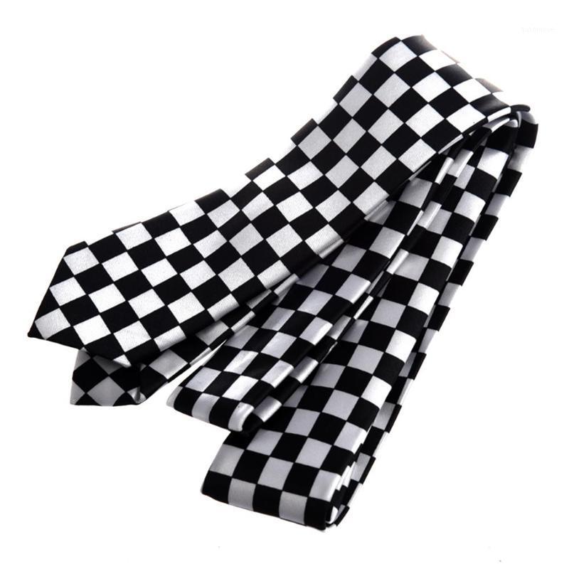

Mens Black White Plaid Checkered Necktie Neck Tie1