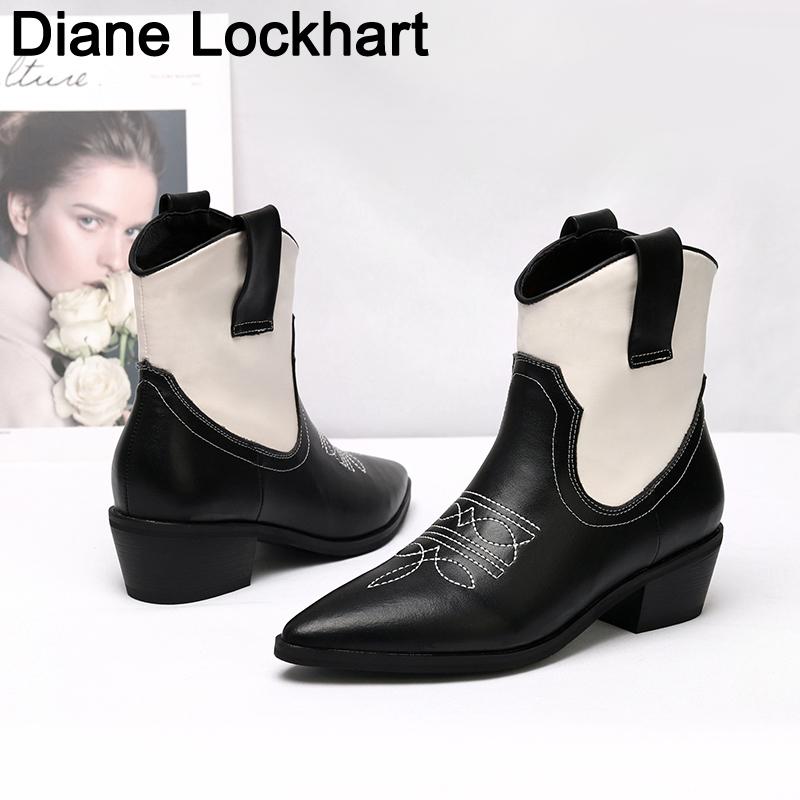 

Female Snake Print Mixed Colors Western Boots Women Autumn Winter Cowboy Ankle Boots Brand Woman Embroider Booties botas mujer, Serpentine