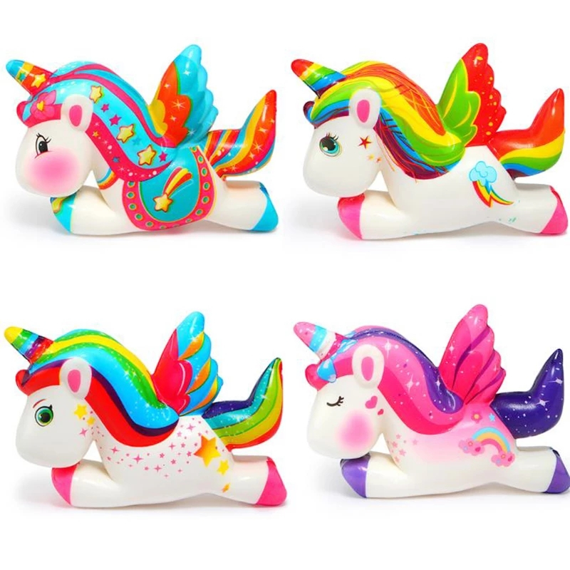 

Kawaii Colorful Unicorn Pegasus Squishy Slow Rising Bread Scent Soft Squeeze Toy Stress Relief Simulation Fun for Kid Xmas Gift