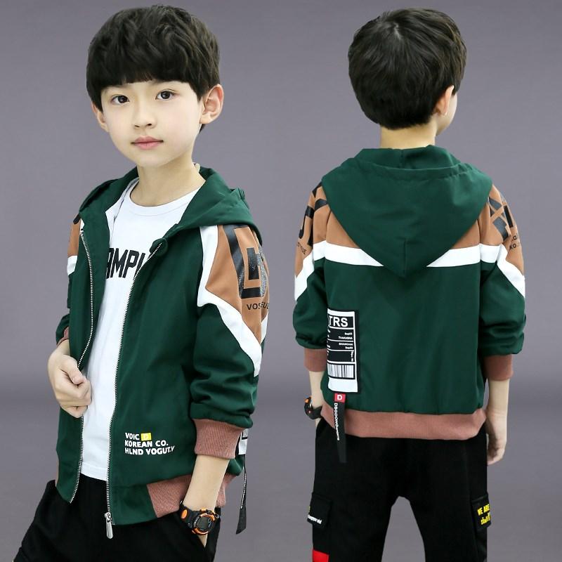

Hot Sale Boys Casual Outerwear Spring And Autumn Children's Wear Overcoat Spliced Hooded Coat Teenager Kids Baseball Jacket B207