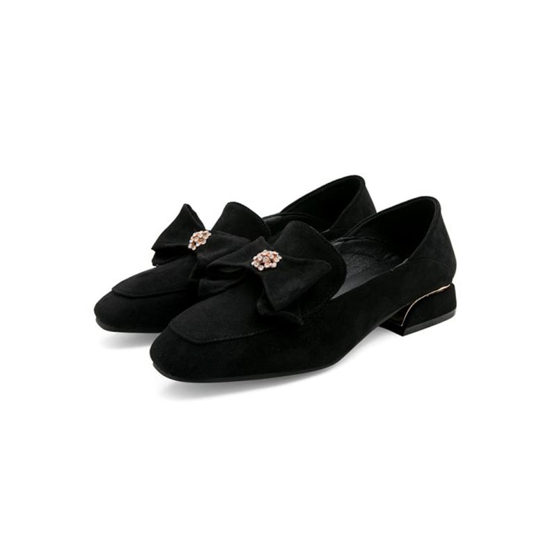 

BLXQPYT New Pumps Women Shoes Round Toe Butterfly-Knot Square Heel Casual Shoes Classic Small and Lage Size 30-45 168-4, Brown