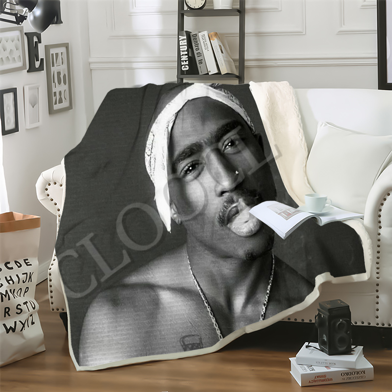 

CLOOCL Hip Hop Rapper Tupac Amaru Shakur 2pac Blanket 3D Print Double Layer Sofa Travel Youth Casual Bedding Throw Blankets Sofa Quilt