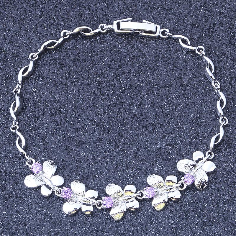 

Wholesale Crystal Butterfly Charms Chain Link Bracelet For Wome's S189