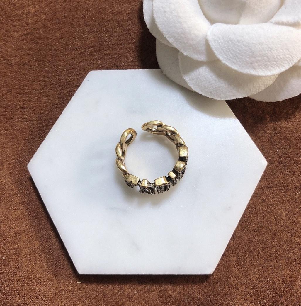 

Hot Selling Ring for Woman Diamond Shape Ring High Quality Brass Letter Charm Ring Fashion Jewelry Supply