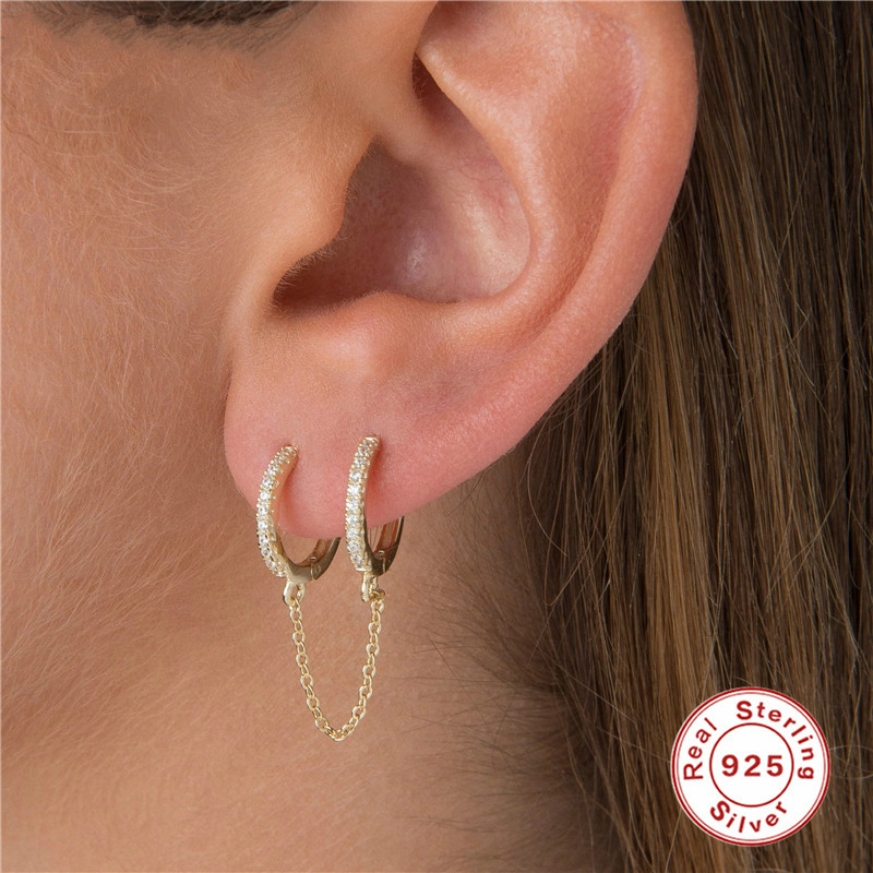 

Februaryfrost Brand Korean 925 Sterling Silver Dangle Earring Tassel Retro Long Drop Earrings for Women Double Piercing Earings Fashion Jewe