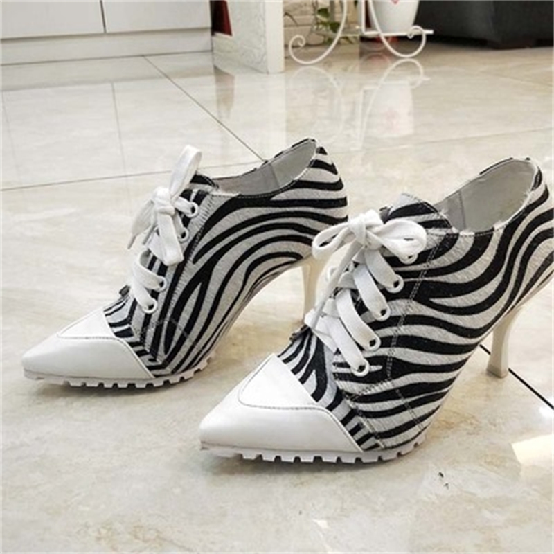 

2020 Personality Spring 2020 Woman Stiletto Zebra to High Eight Heels Student Female New Women's Shoes 5l1b, White