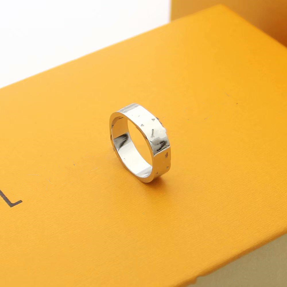 

2022 V designer has stamp Christmas gift bridal gift ladies ring shipping, Silver