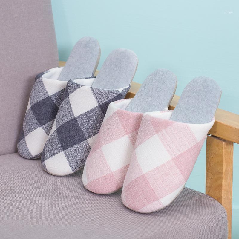 

Autumn and Winter Home linen Slippers Women and Men Bedroom Thick Slippers Indoor Fleeces Solid Color Cotton1, Blue