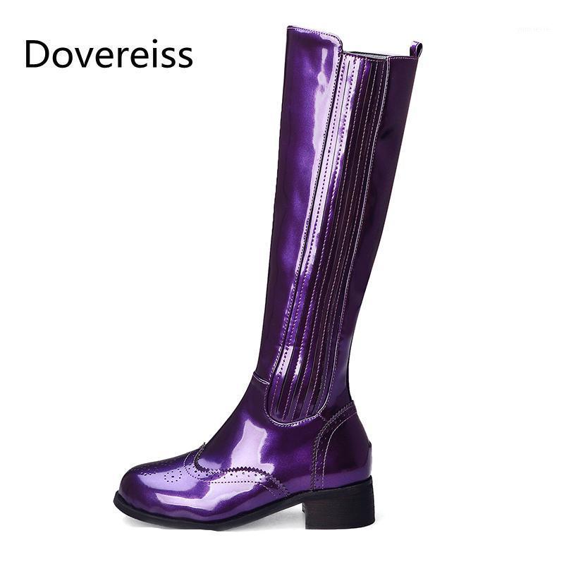 

Winter for Woman New Fashion Sexy Round toe Shoes Pure color yellow purple Zipper Consice Knee high boots 32-431