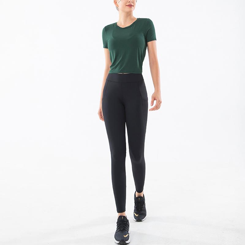 

Vital Women Sport Suit Yoga Set Gym Workout Clothes Long Sleeve Fitness Crop Top + High Waist Energy, Darkcyan black