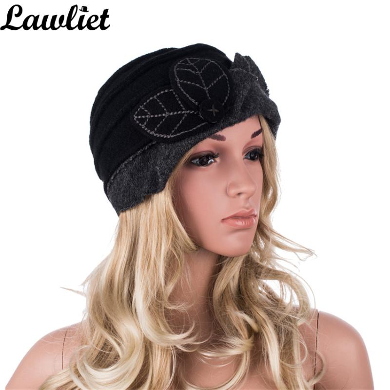 

Women Winter Hat Leaves Ruched Effect Wool Beanies Hats for Women Cloche Bucket Hats Ladies Autumn Winter Skullies Cap A375, Dark gray light gray