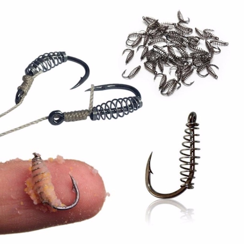 New High Carbon Steel Spring Hook Barbed Swivel Carp Jig Fly Fishing Hooks with Hole for FishingAccessories-image-596598745