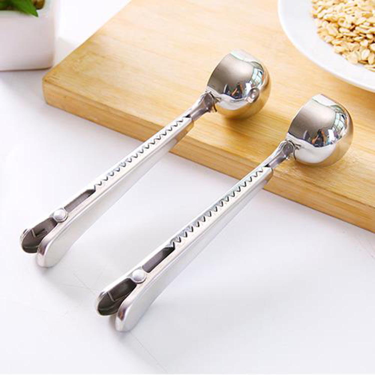 

Multifunction Coffee Spoon Stainless Steel Kitchen Supplies Scoop Bag Seal Clip Coffee Measuring Spoon Portable Food Kitchen Tools VT1771