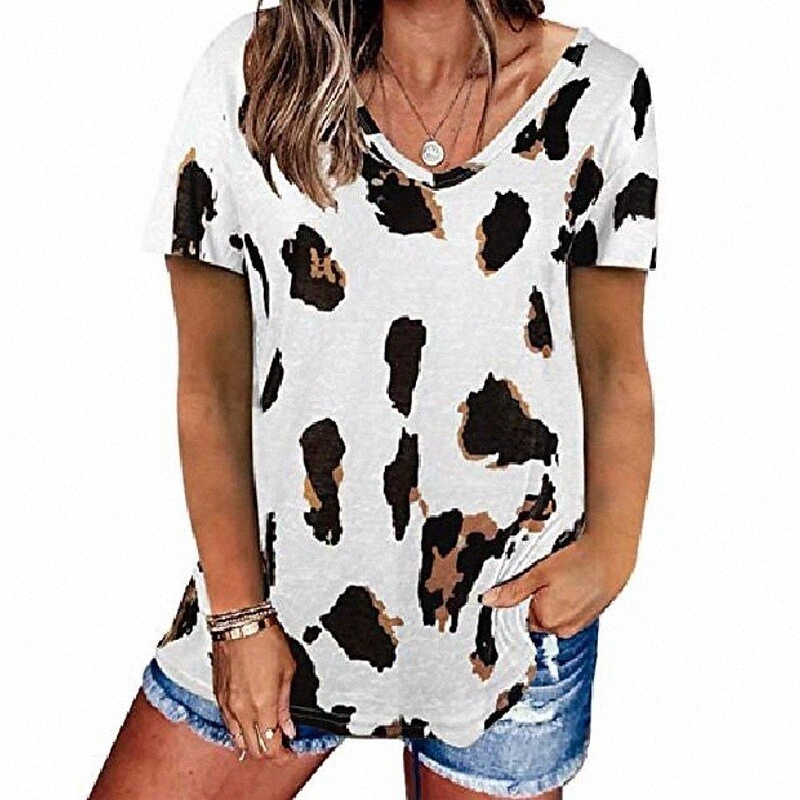 mansy womens cute leopard print tops short sleeve v neck cheetah animal print summer casual t shirts tees blouses white v62Q#-image-756018563