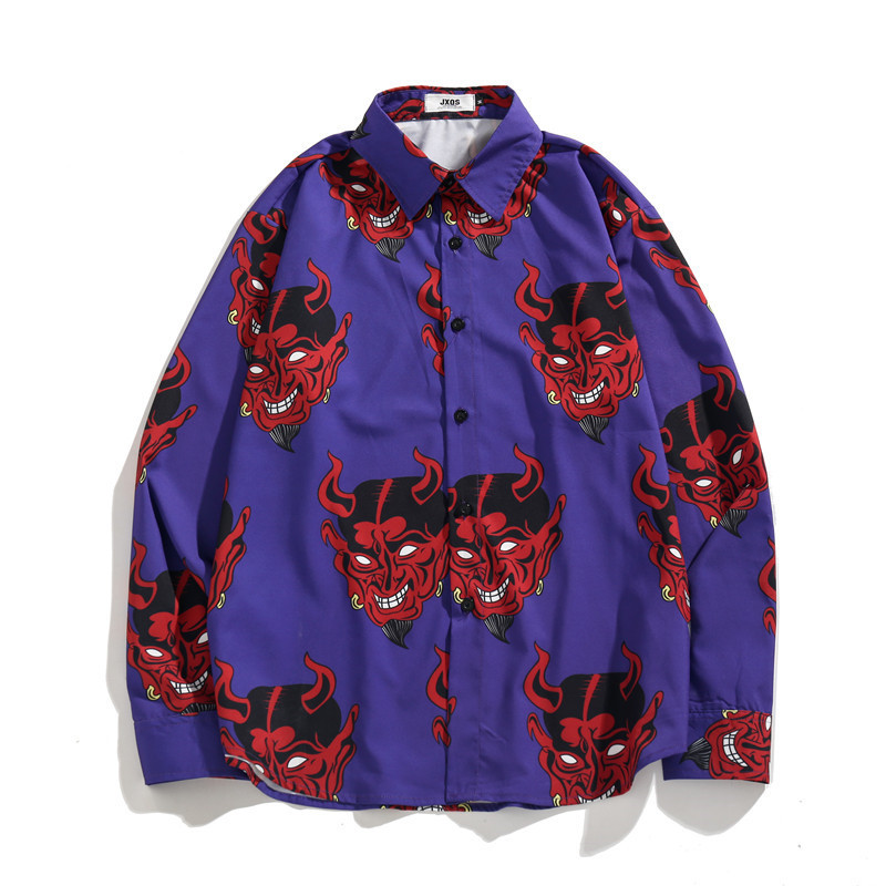 

2020 Printed Complete Devil Long-sleeve Shirts the Women of Unisex Men Streetwear Floral Hip Fall Fashion Hawaiian U9ls, Pink