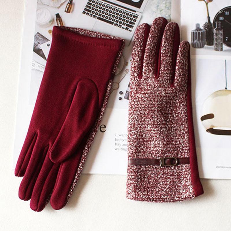 

Five Fingers Gloves Knitted Cotton Women's Thin Elastic Spring And Autumn Brushed Lining To Keep Warm For Female Students Daily Wear1