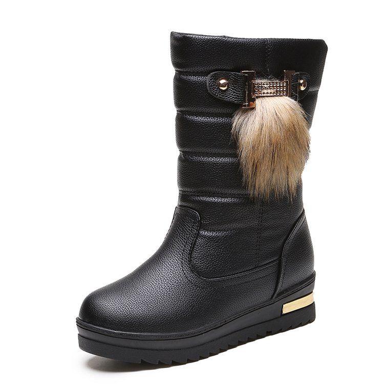 

Dropshipping 2020 Women Ankle Boots Waterproof Casual Ladies Warm Snow Shoes, Black