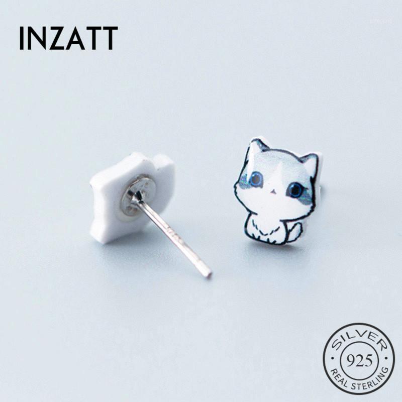 

Stud INZAReal 925 Sterling Silver Minimalist Cat Star Earrings For Fashion Women Party Fine Jewelry Cute Accessories Gift1
