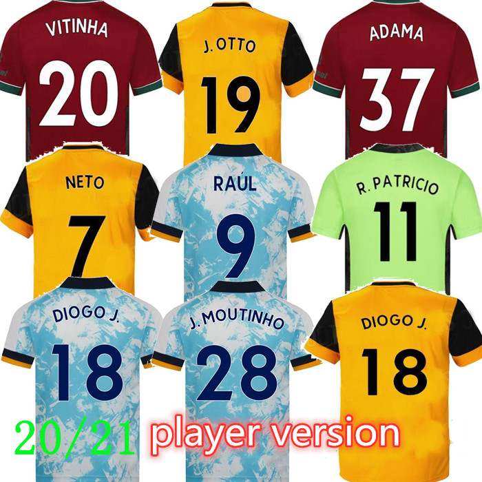 

2020 2021 Player version S-XXL 20 21 wolves soccer jersey Home yellow J. MOUTINHO RAUL NEVES PODENCE football shirts DENDONCKER ADAMA Wolves, Black;yellow