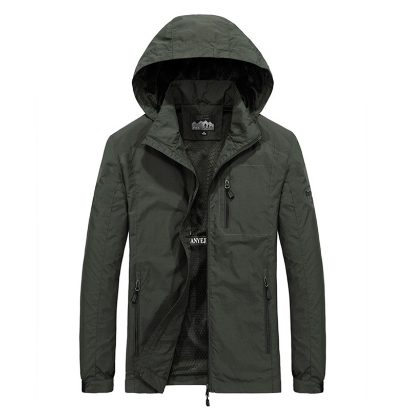 

Men's Windbreaker Jackets Waterproof Military Hooded Water Proof Wind Breaker Casual Coat Male Clothing Autumn Jackets Men 201124, Khaki