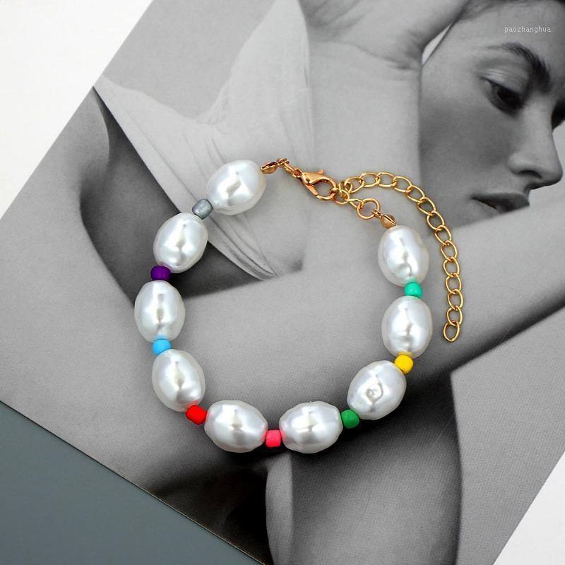 

Trendy Baroque Imitation Pearl Bracelet For Women Elegant Color Handmade Beaded Personality Jewelry Gift Link, Chain, Black