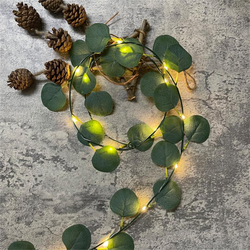 

Strings 100leds 20leds Artificial Ivy Vine Light Eucalyptus Green Leaf String Lights For Wedding Christmas Thanksgiving Day Party Decor