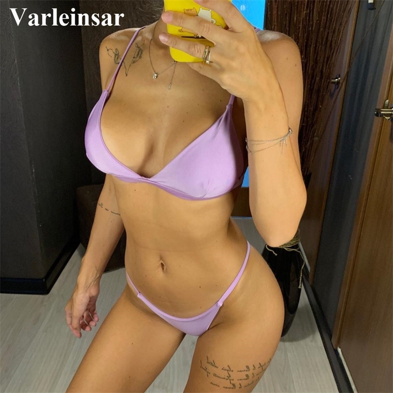 

12 colors Shiny Brazilian Bikini Women Swimwear Female Swimsuit Two-pieces Bikini set Bather Sexy Bathing Suit Swim V64P Y200319, Deep green