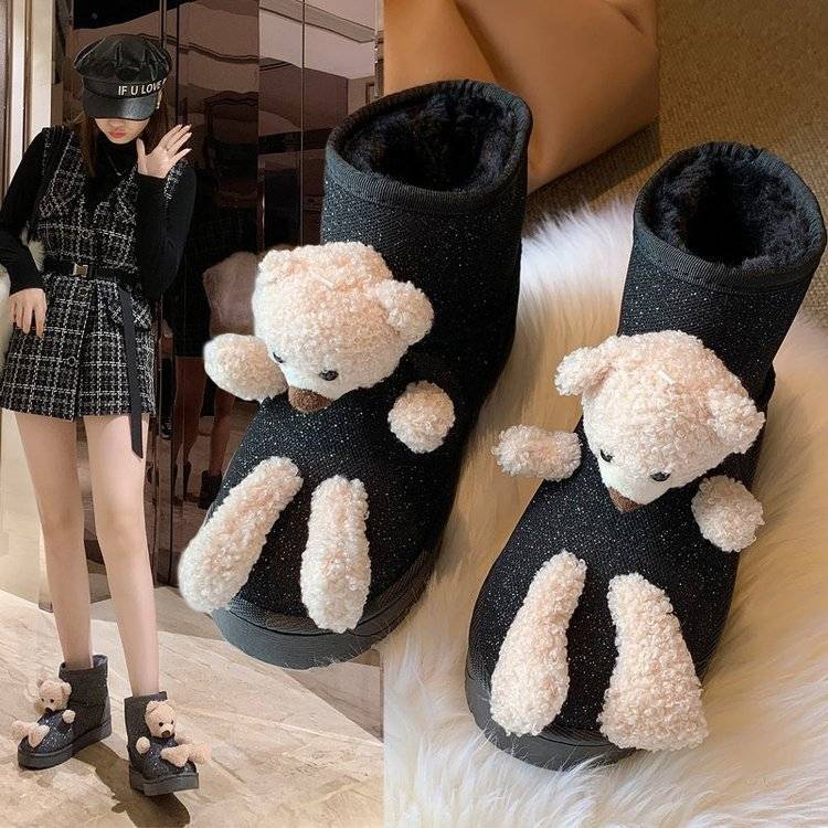 

20201115 Thick soled plush cotton boots snow boots, Black