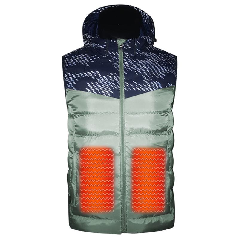 

Fashion Men Winter Electric Heating Vest USB Charging Splicing Hooded Zipper Pocket Thermal Warm Casual Waistcoat Heating Vest, Type 3