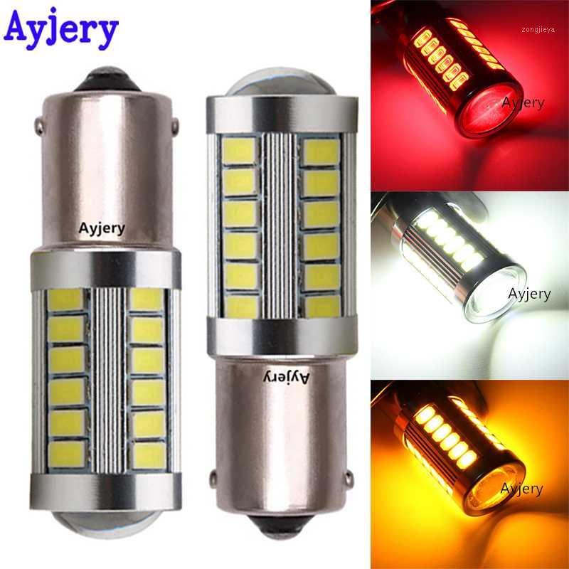 

AYJERY 2 Pcs 1156 P21W BA15S 1157 BAY15D P21/5W 33 smd 5630 LED Car Turn Signal Brake light Bulb Auto parking Lamps White Red1, As pic