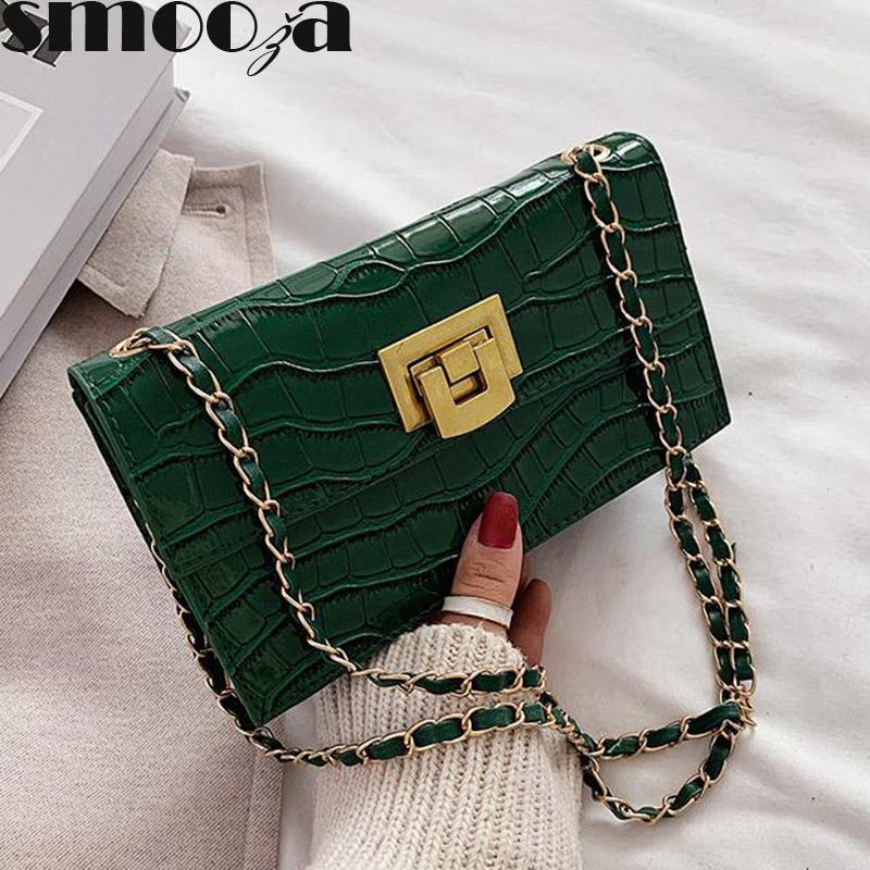 

SMOOZA Women's Casual Handbags 2021 New Trendy Fashion One-Shoulder Crossbody Bags Stone Pattern Mini Square Chain Vintage Bags, Black
