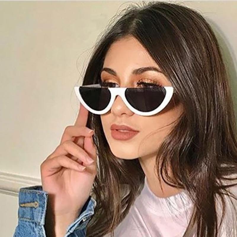 

Retro Half Frame Cat Eye Sunglasses Women Vintage Candy Color Red Black Small Ladies Sun Glasses Sexy Eyewear Shades UV400