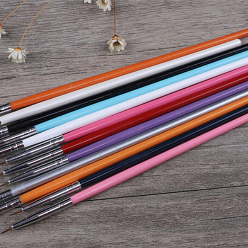 

12Pcs Nail Art Brush Decorations Set Tools Professional Painting Pen For False Nail Tips UV Gel Polish Brushes Art