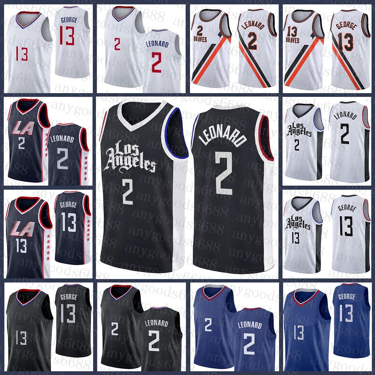 

Los Mens Angeles S-2XL Clipper Kawhi Basketball Jersey 2 Leonard Paul 13 George White