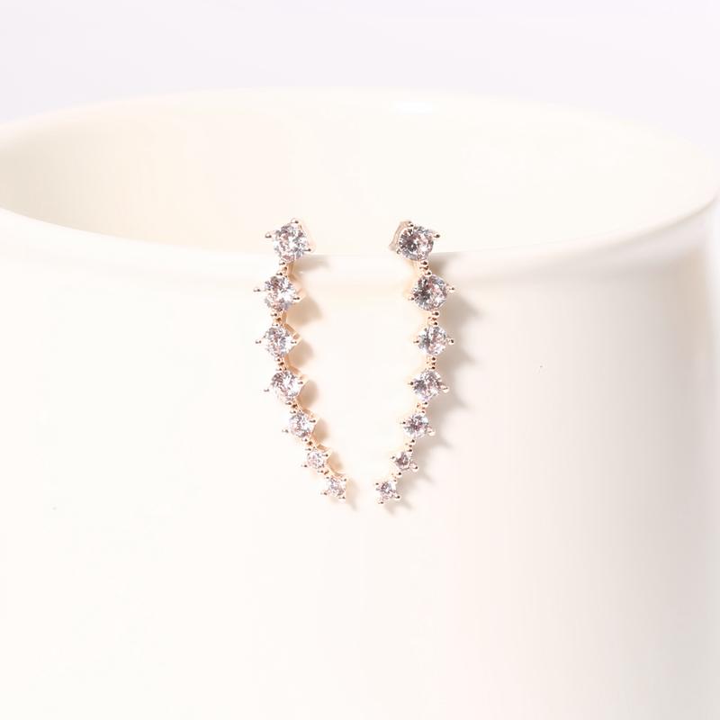 

Stud Korea-Style Rhinestone Ear A Row 7 Tree Drilling Star Clip-on Earrings Accessories Women's Line Rhinestones Zircon