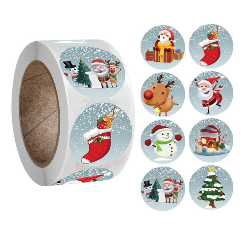 

New Roll Pack Christmas Sticker For Holiday Gift Decor Gift DIY Wrapping Decorations Xmas Stickers Navidad Decorations