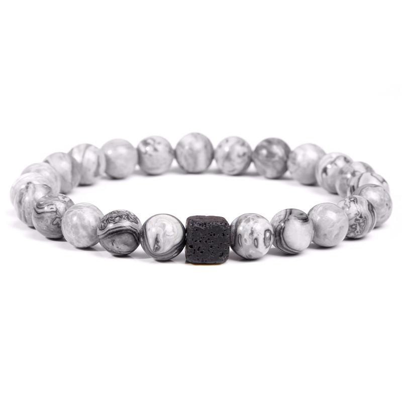 

New Bead Bracelet Simple Style Square Volcanic Stone Bead Tiger Eye Stone White Energy Bracelet Charm Jewelry Gift