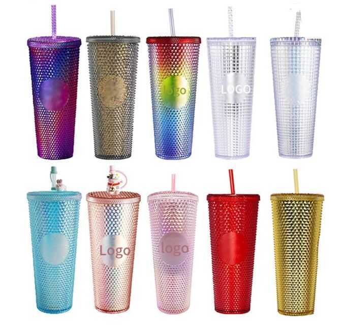 

Personalized Starbucks Tumbler Mugs 24oz/700ml Iridescent Bling Rainbow Unicorn Studded Cold Cup coffee mug with straw Summer8WDY, Mixed colors send