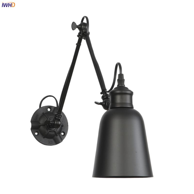 

IWHD Loft Style Industrial Wall Light Fixtures Bedroom Cafe Stair Swing Long Arm Vintage Wall Lamp Sconce Apliques Pared LED