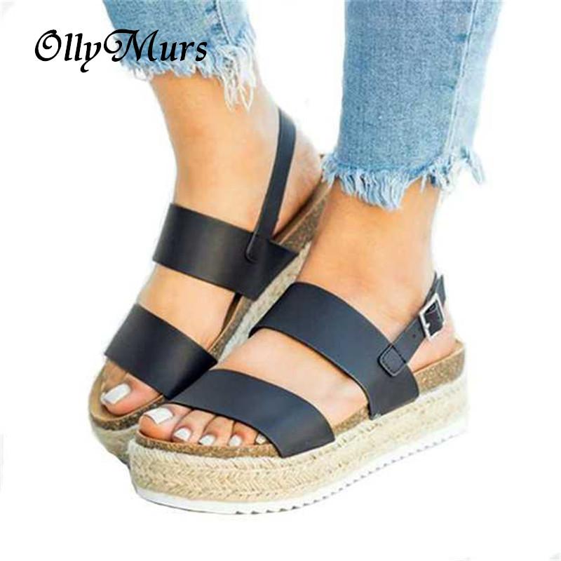 

OllyMurs Summer Women Gladiator Sandals Wedges Leopard Snake Print Sandals Peep Toe Platform Strap Espadrille New, Black